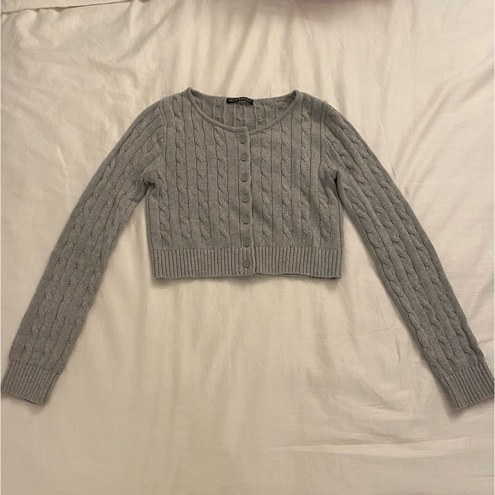 Crop Cable Knit Grey Sweater